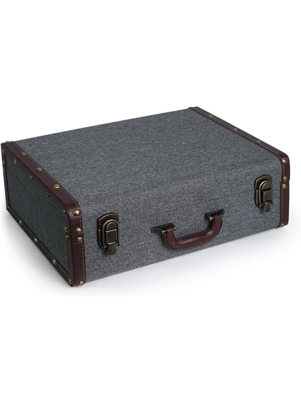 Vintage Wooden Decorative Storage Box with Handle - Small Treasure Chest Trunk